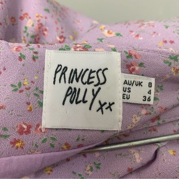 Princess Polly Hester 4 Women’s Mini Skirt Purple Floral Cut in Side Trend Lilac - Picture 7 of 8